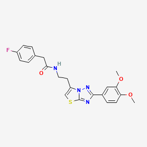 molecular formula C22H21FN4O3S B2496779 N-(2-(2-(3,4-dimethoxyphenyl)thiazolo[3,2-b][1,2,4]triazol-6-yl)ethyl)-2-(4-fluorophenyl)acetamide CAS No. 894025-75-3
