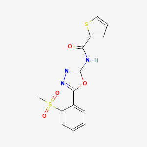 molecular formula C14H11N3O4S2 B2496786 N-[5-(2-methylsulfonylphenyl)-1,3,4-oxadiazol-2-yl]thiophene-2-carboxamide CAS No. 886921-52-4