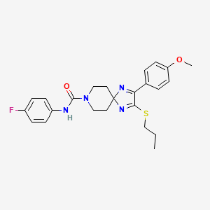 molecular formula C24H27FN4O2S B2496803 N-(4-氟苯基)-2-(4-甲氧基苯基)-3-(丙硫基)-1,4,8-三嘧啶并[4.5]癸烯-8-羧酰胺 CAS No. 894879-90-4