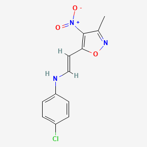 4-chloro-N-[(E)-2-(3-methyl-4-nitro-1,2-oxazol-5-yl)ethenyl]aniline