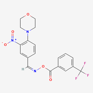 molecular formula C19H16F3N3O5 B2496838 4-{2-Nitro-4-[({[3-(trifluoromethyl)benzoyl]oxy}imino)methyl]phenyl}morpholine CAS No. 339019-93-1