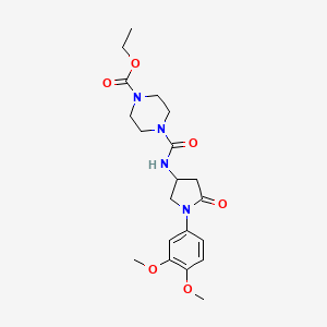 Ethyl 4-((1-(3,4-dimethoxyphenyl)-5-oxopyrrolidin-3-yl)carbamoyl)piperazine-1-carboxylate