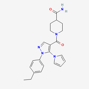 1-(1-(4-ethylphenyl)-5-(1H-pyrrol-1-yl)-1H-pyrazole-4-carbonyl)piperidine-4-carboxamide