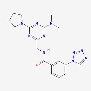 N-((4-(dimethylamino)-6-(pyrrolidin-1-yl)-1,3,5-triazin-2-yl)methyl)-3-(1H-tetrazol-1-yl)benzamide