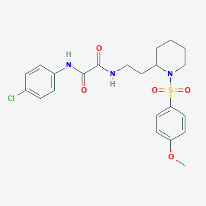 molecular formula C22H26ClN3O5S B2496864 N1-(4-氯苯基)-N2-(2-(1-((4-甲氧基苯基)磺酰)哌啶-2-基)乙基)草酰胺 CAS No. 898450-58-3