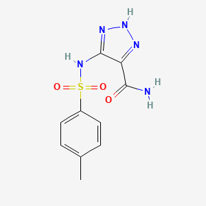 molecular formula C10H11N5O3S B2496869 5-{[(4-methylphenyl)sulfonyl]amino}-1H-1,2,3-triazole-4-carboxamide CAS No. 58789-29-0