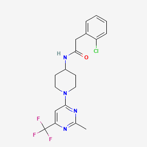 molecular formula C19H20ClF3N4O B2496870 2-(2-chlorophenyl)-N-{1-[2-methyl-6-(trifluoromethyl)-4-pyrimidinyl]-4-piperidyl}acetamide CAS No. 1775331-74-2