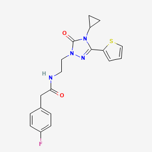 N-(2-(4-cyclopropyl-5-oxo-3-(thiophen-2-yl)-4,5-dihydro-1H-1,2,4-triazol-1-yl)ethyl)-2-(4-fluorophenyl)acetamide