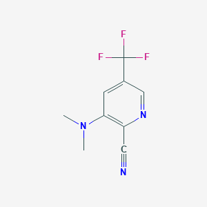 molecular formula C9H8F3N3 B2496889 3-(二甲基氨基)-5-(三氟甲基)吡啶-2-甲腈 CAS No. 257862-49-0