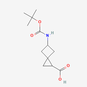 molecular formula C12H19NO4 B2496925 5-[(2-Methylpropan-2-yl)oxycarbonylamino]spiro[2.3]hexane-2-carboxylic acid CAS No. 2172260-10-3