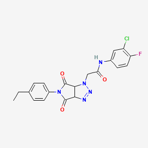 molecular formula C20H17ClFN5O3 B2496932 N-(3-chloro-4-fluorophenyl)-2-(5-(4-ethylphenyl)-4,6-dioxo-4,5,6,6a-tetrahydropyrrolo[3,4-d][1,2,3]triazol-1(3aH)-yl)acetamide CAS No. 1052603-36-7