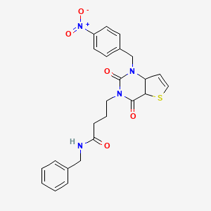 molecular formula C24H22N4O5S B2496940 N-苄基-4-{1-[(4-硝基苯基)甲基]-2,4-二氧代-1H,2H,3H,4H-噻吩[3,2-d]嘧啶-3-基}丁酰胺 CAS No. 899936-99-3