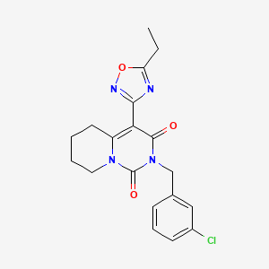 molecular formula C19H19ClN4O3 B2496944 2-(3-chlorobenzyl)-4-(5-ethyl-1,2,4-oxadiazol-3-yl)-5,6,7,8-tetrahydro-1H-pyrido[1,2-c]pyrimidine-1,3(2H)-dione CAS No. 1775444-86-4