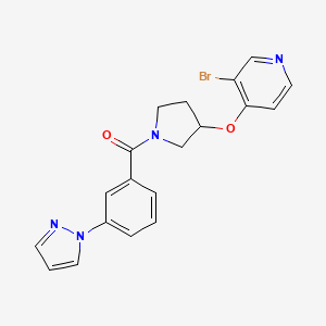 [3-(3-Bromopyridin-4-yl)oxypyrrolidin-1-yl]-(3-pyrazol-1-ylphenyl)methanone