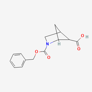 molecular formula C14H15NO4 B2496958 2-Phenylmethoxycarbonyl-2-azabicyclo[2.1.1]hexane-5-carboxylic acid CAS No. 1936584-68-7