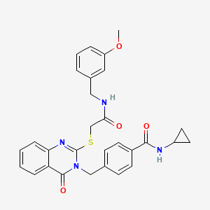 N-cyclopropyl-4-((2-((2-((3-methoxybenzyl)amino)-2-oxoethyl)thio)-4-oxoquinazolin-3(4H)-yl)methyl)benzamide