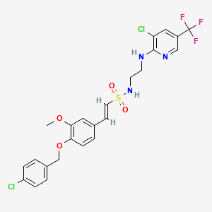 (E)-2-[4-[(4-chlorophenyl)methoxy]-3-methoxyphenyl]-N-[2-[[3-chloro-5-(trifluoromethyl)pyridin-2-yl]amino]ethyl]ethenesulfonamide