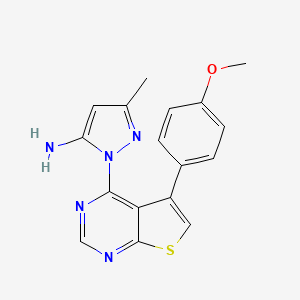 molecular formula C17H15N5OS B2496978 2-[5-(4-甲氧基苯基)噻吩[2,3-d]嘧啶-4-基]-5-甲基吡唑-3-胺 CAS No. 380421-83-0