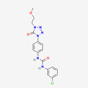 molecular formula C17H17ClN6O3 B2496981 1-(3-chlorophenyl)-3-(4-(4-(2-methoxyethyl)-5-oxo-4,5-dihydro-1H-tetrazol-1-yl)phenyl)urea CAS No. 1396864-49-5