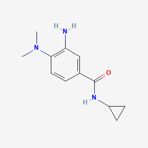 molecular formula C12H18ClN3O B2496986 3-amino-N-cyclopropyl-4-(dimethylamino)benzamide CAS No. 1435804-59-3