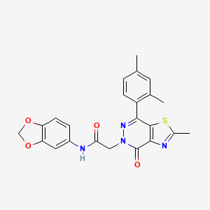 molecular formula C23H20N4O4S B2496988 N-(benzo[d][1,3]dioxol-5-yl)-2-(7-(2,4-dimethylphenyl)-2-methyl-4-oxothiazolo[4,5-d]pyridazin-5(4H)-yl)acetamide CAS No. 941943-51-7