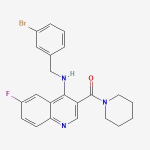 (4-((3-Bromobenzyl)amino)-6-fluoroquinolin-3-yl)(piperidin-1-yl)methanone
