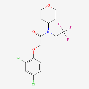 molecular formula C15H16Cl2F3NO3 B2497024 2-(2,4-dichlorophenoxy)-N-(tetrahydro-2H-pyran-4-yl)-N-(2,2,2-trifluoroethyl)acetamide CAS No. 1396861-38-3