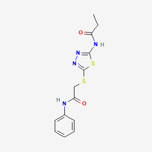 N-(5-((2-oxo-2-(phenylamino)ethyl)thio)-1,3,4-thiadiazol-2-yl)propionamide