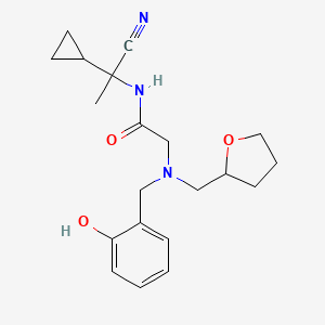 molecular formula C20H27N3O3 B2497032 N-(1-cyano-1-cyclopropylethyl)-2-{[(2-hydroxyphenyl)methyl][(oxolan-2-yl)methyl]amino}acetamide CAS No. 1787881-84-8