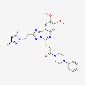 2-[2-(3,5-dimethyl-1H-pyrazol-1-yl)ethyl]-8,9-dimethoxy-5-{[2-oxo-2-(4-phenylpiperazin-1-yl)ethyl]thio}[1,2,4]triazolo[1,5-c]quinazoline