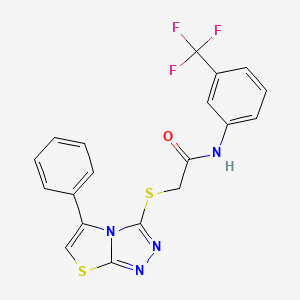 molecular formula C19H13F3N4OS2 B2497056 2-[(5-苯基-[1,3]噻唑并[2,3-c][1,2,4]三唑-3-基)硫基]-N-[3-(三氟甲基)苯基]乙酰胺 CAS No. 671199-66-9