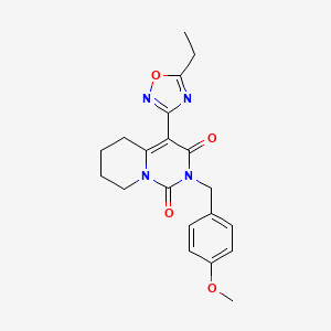 molecular formula C20H22N4O4 B2497077 4-(5-ethyl-1,2,4-oxadiazol-3-yl)-2-(4-methoxybenzyl)-5,6,7,8-tetrahydro-1H-pyrido[1,2-c]pyrimidine-1,3(2H)-dione CAS No. 1775409-69-2