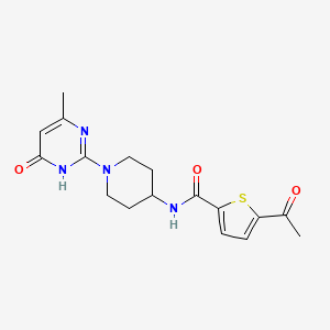 molecular formula C17H20N4O3S B2497080 5-acetyl-N-(1-(4-methyl-6-oxo-1,6-dihydropyrimidin-2-yl)piperidin-4-yl)thiophene-2-carboxamide CAS No. 1903434-54-7