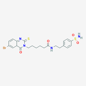 molecular formula C22H25BrN4O4S2 B2497088 6-(6-bromo-4-oxo-2-sulfanylidene-1,2,3,4-tetrahydroquinazolin-3-yl)-N-[2-(4-sulfamoylphenyl)ethyl]hexanamide CAS No. 422288-37-7