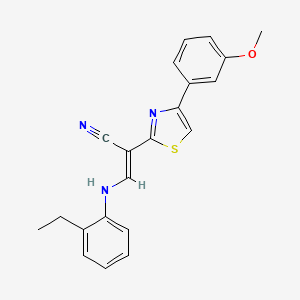 molecular formula C21H19N3OS B2497095 (E)-3-((2-ethylphenyl)amino)-2-(4-(3-methoxyphenyl)thiazol-2-yl)acrylonitrile CAS No. 477186-25-7