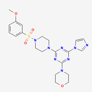 molecular formula C21H26N8O4S B2497100 4-(4-(1H-咪唑-1-基)-6-(4-((3-甲氧苯基)磺酰)哌嗪-1-基)-1,3,5-三嗪-2-基)吗啉 CAS No. 1203326-86-6