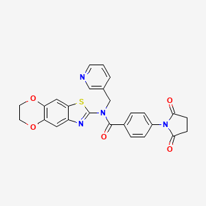 molecular formula C26H20N4O5S B2497102 N-(6,7-二氢-[1,4]二氧杂环[2',3':4,5]苯并[1,2-d]噻唑-2-基)-4-(2,5-二氧吡咯烷-1-基)-N-(吡啶-3-基甲基)苯甲酰胺 CAS No. 922829-48-9