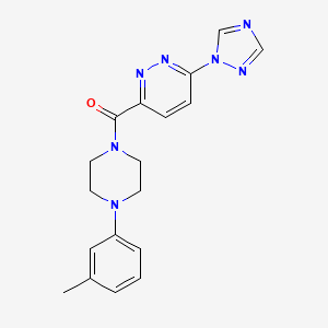 molecular formula C18H19N7O B2497108 (6-(1H-1,2,4-triazol-1-yl)pyridazin-3-yl)(4-(m-tolyl)piperazin-1-yl)methanone CAS No. 1448073-10-6