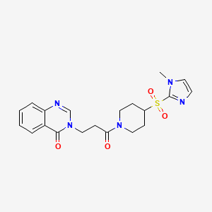 molecular formula C20H23N5O4S B2497112 3-(3-(4-((1-methyl-1H-imidazol-2-yl)sulfonyl)piperidin-1-yl)-3-oxopropyl)quinazolin-4(3H)-one CAS No. 2320214-70-6