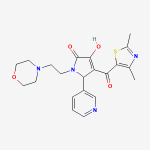 molecular formula C21H24N4O4S B2497115 4-(2,4-dimethylthiazole-5-carbonyl)-3-hydroxy-1-(2-morpholinoethyl)-5-(pyridin-3-yl)-1H-pyrrol-2(5H)-one CAS No. 627820-60-4