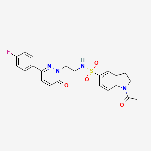 molecular formula C22H21FN4O4S B2497120 1-acetyl-N-(2-(3-(4-fluorophenyl)-6-oxopyridazin-1(6H)-yl)ethyl)indoline-5-sulfonamide CAS No. 921832-50-0