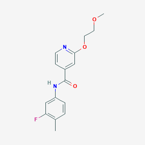 molecular formula C16H17FN2O3 B2497121 N-(3-fluoro-4-methylphenyl)-2-(2-methoxyethoxy)isonicotinamide CAS No. 2034430-18-5