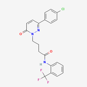 molecular formula C21H17ClF3N3O2 B2497129 4-(3-(4-chlorophenyl)-6-oxopyridazin-1(6H)-yl)-N-(2-(trifluoromethyl)phenyl)butanamide CAS No. 946320-95-2