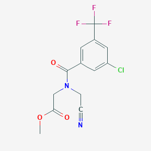 molecular formula C13H10ClF3N2O3 B2497134 methyl 2-{1-[3-chloro-5-(trifluoromethyl)phenyl]-N-(cyanomethyl)formamido}acetate CAS No. 1795339-40-0