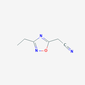 molecular formula C6H7N3O B2497137 1,2,4-Oxadiazole-5-acetonitrile, 3-ethyl- CAS No. 1239846-70-8