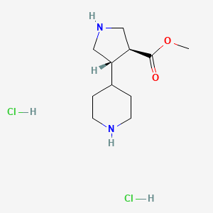 molecular formula C11H22Cl2N2O2 B2497140 Methyl (3S,4S)-4-piperidin-4-ylpyrrolidine-3-carboxylate;dihydrochloride CAS No. 2418595-29-4