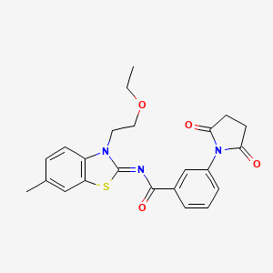 molecular formula C23H23N3O4S B2497141 (Z)-3-(2,5-dioxopyrrolidin-1-yl)-N-(3-(2-ethoxyethyl)-6-methylbenzo[d]thiazol-2(3H)-ylidene)benzamide CAS No. 897616-28-3