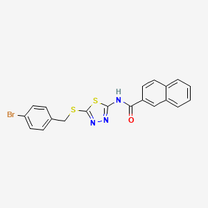 molecular formula C20H14BrN3OS2 B2497143 N-[5-[(4-溴苯基)甲基硫基]-1,3,4-噻二唑-2-基] 萘-2-甲酰胺 CAS No. 391874-63-8