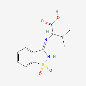 molecular formula C12H14N2O4S B2497144 2-[(1,1-Dioxido-1,2-benzisothiazol-3-yl)amino]-3-methylbutanoic acid CAS No. 1396968-55-0