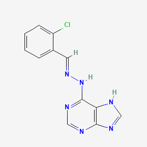 molecular formula C12H9ClN6 B2497148 (E)-6-(2-(2-chlorobenzylidene)hydrazinyl)-9H-purine CAS No. 537667-55-3